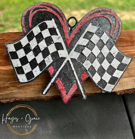 Large Checkered Race Heart
