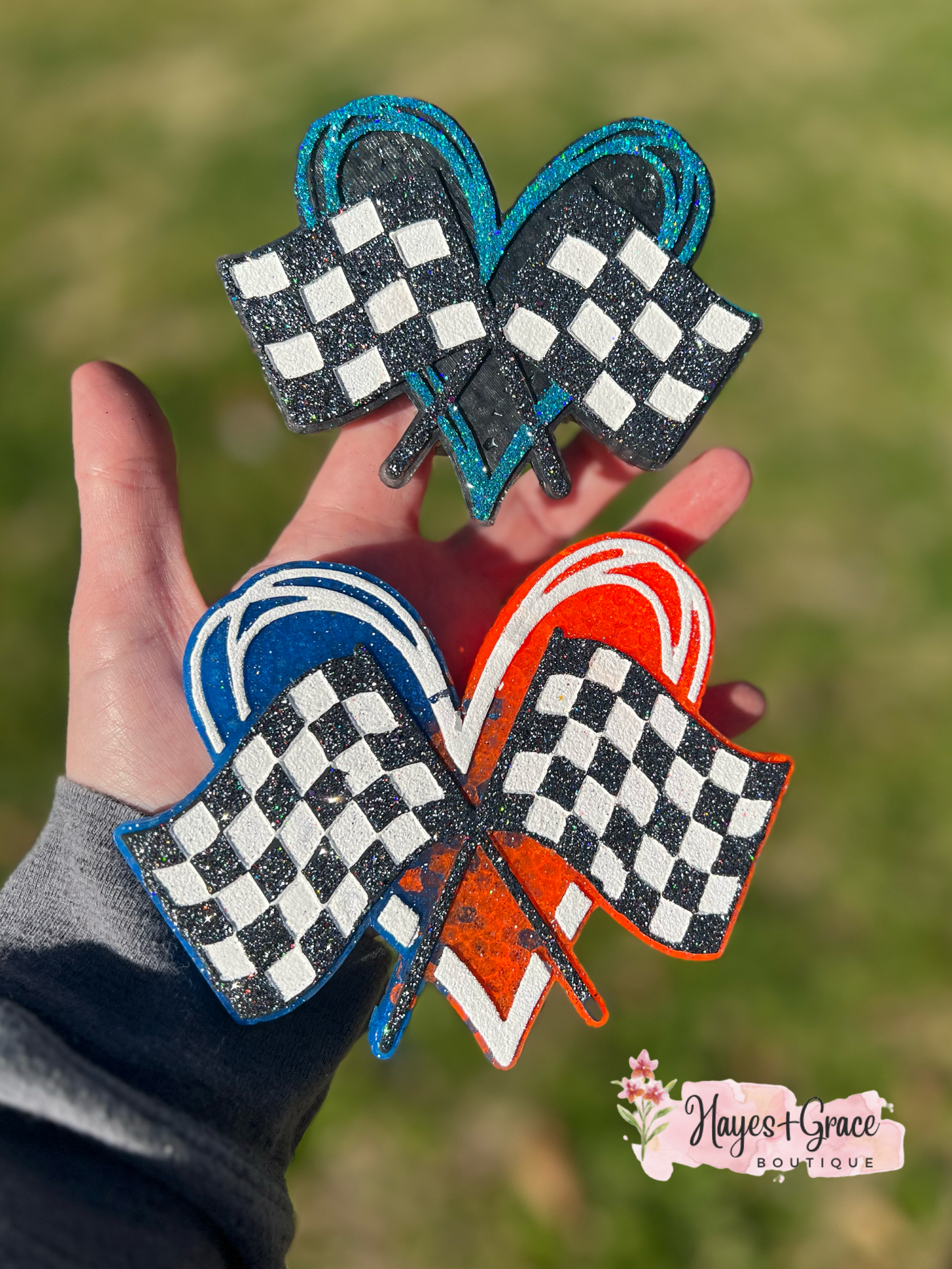 Large Checkered Race Heart